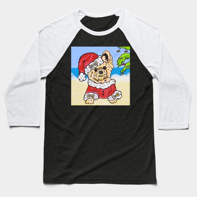 Stylin' Swifty Santa the Yorkie Baseball T-Shirt by AmandaAAnthony